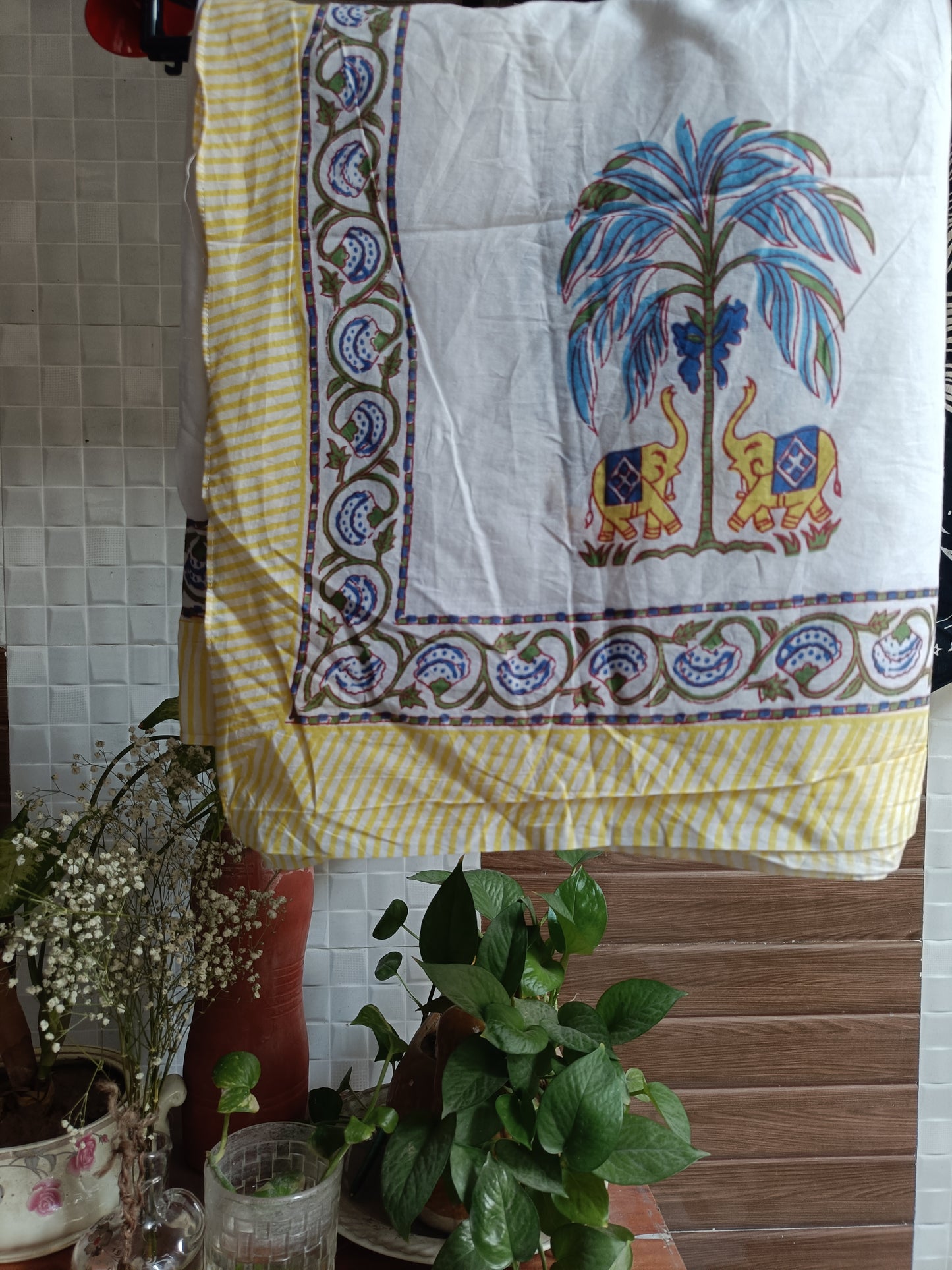 Handblock Cotton Scarf – Ethnic Print, Lightweight, Natural Dye, Soft & Breathable