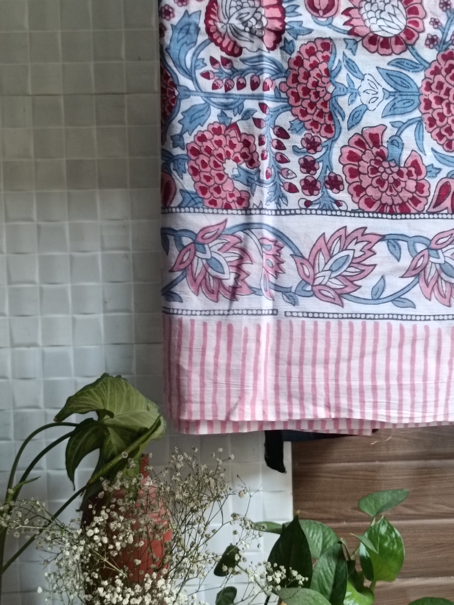 Handblock Cotton Scarf – Ethnic Print, Lightweight, Natural Dye, Soft & Breathable