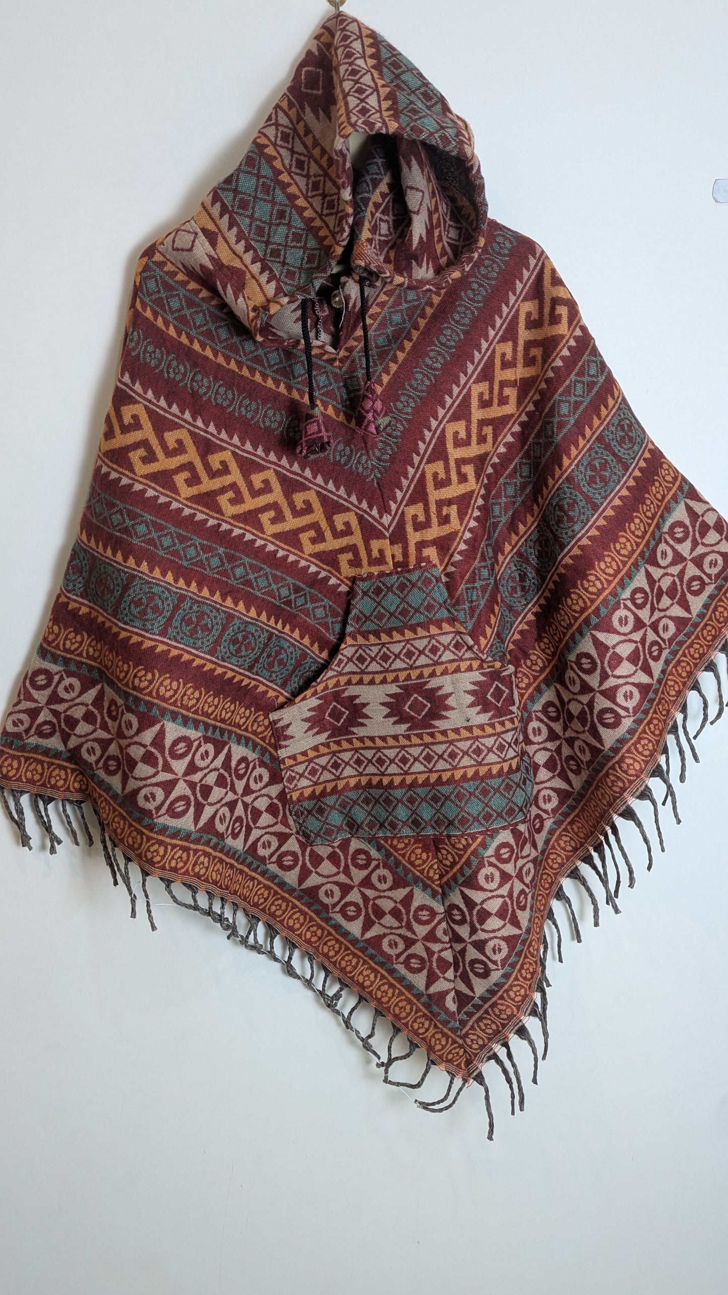 Nomad Rose Woven Gheri Joggers – Earthy Pink with Sunset Tribal Borders