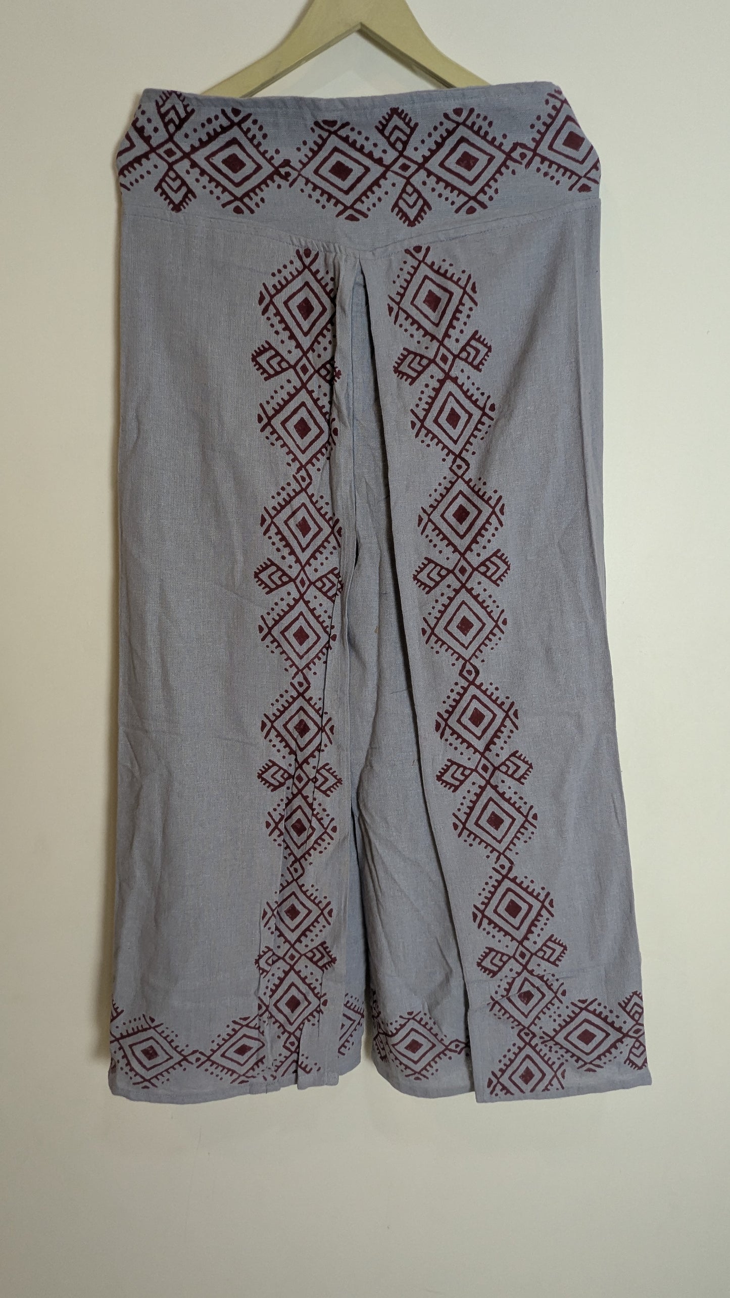 Ashraya Slate Co-ord Set: Charcoal Grey Hand-Block Wrap Top & Palazzo Set