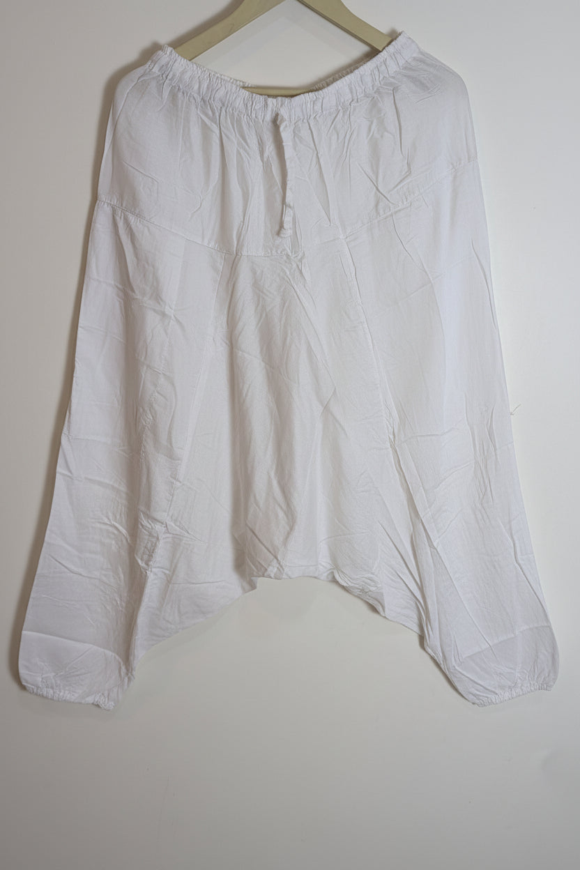 Classic White Unisex Drop-Crotch Harem Pants