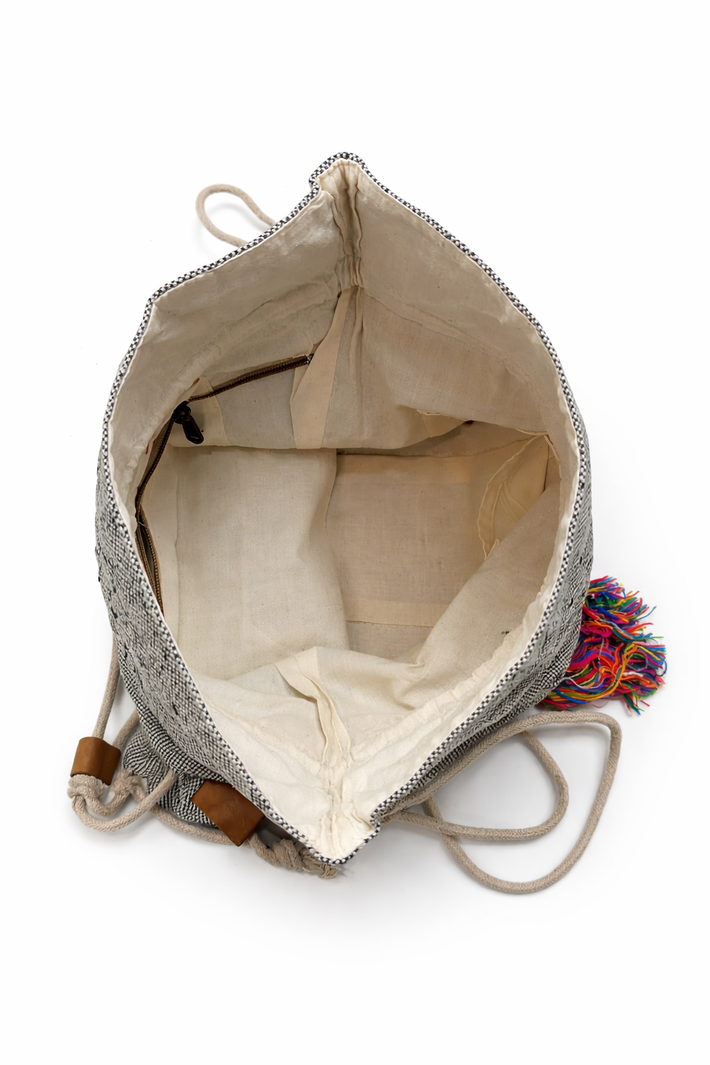 Handcrafted Hemp Drawstring Backpack with Front Pocket | Eco-Friendly Everyday Bag