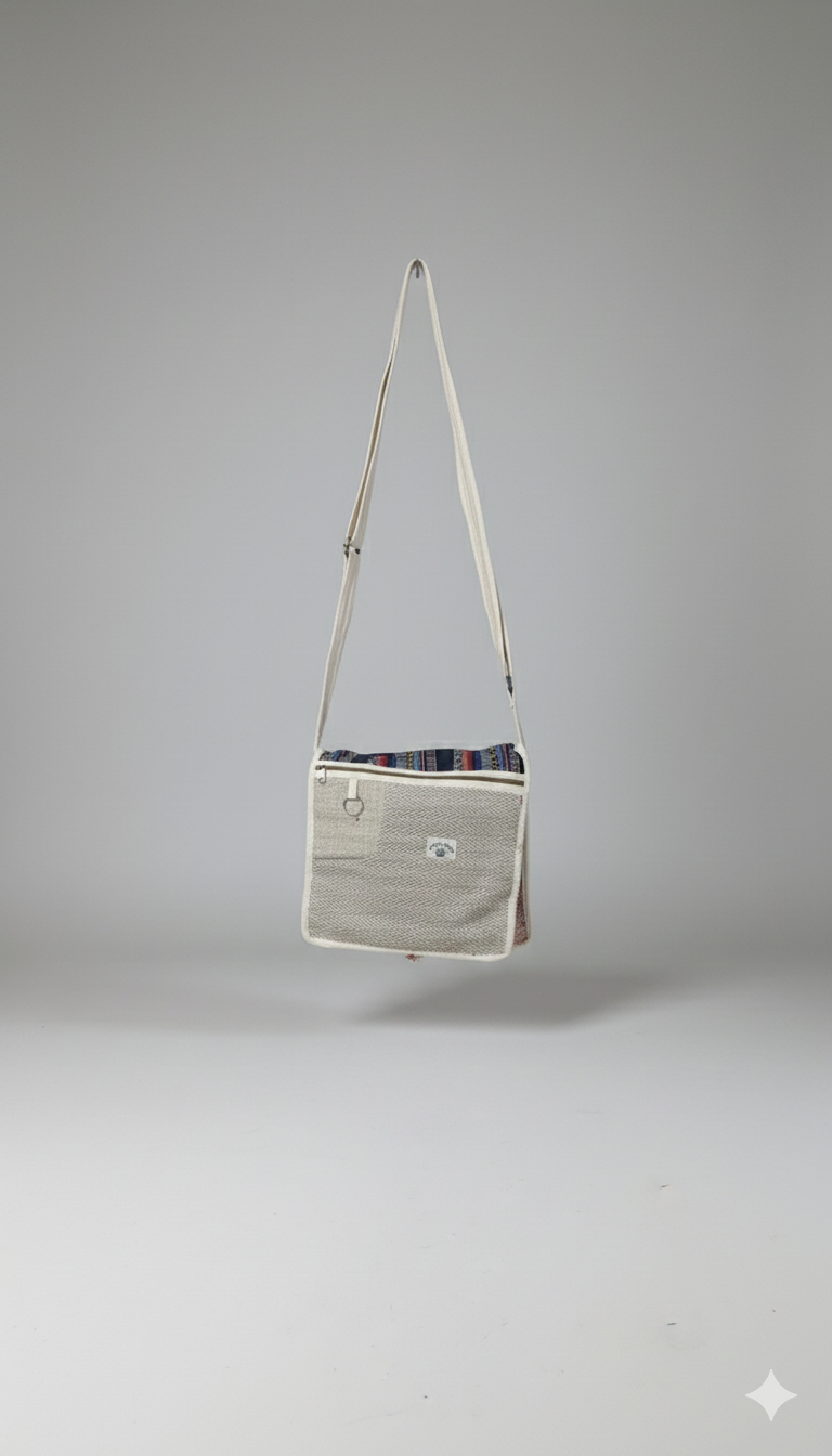 Sustainable Hand-Woven Hemp Satchel - Multipurpose Earthy Shoulder Bag