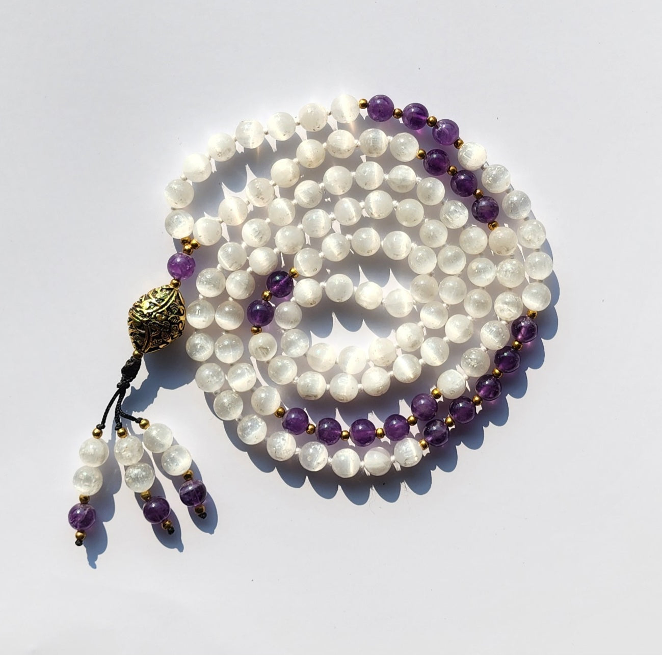 Amethyst selenite necklace