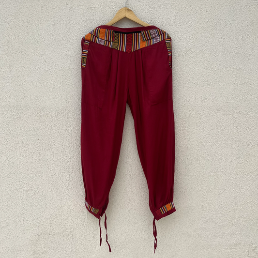 Mehroon Nepali Kullu Style Pant – Handcrafted Ethnic Fashion