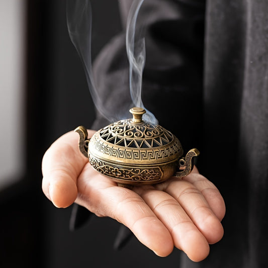 1 pcs Nepali Style Brass Incense Burner, Metal AromaRelax Holder, Unscented Type For Yoga Meditation Bedroom Space, Home Decor - Prohibited For Sale On Temu Platform