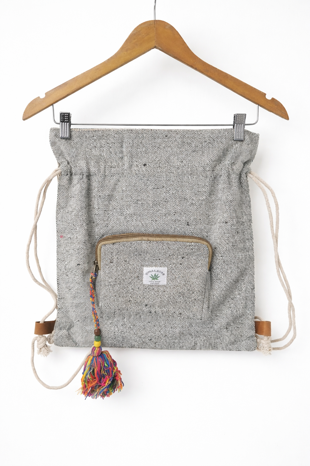 Handcrafted Hemp Drawstring Backpack with Front Pocket | Eco-Friendly Everyday Bag