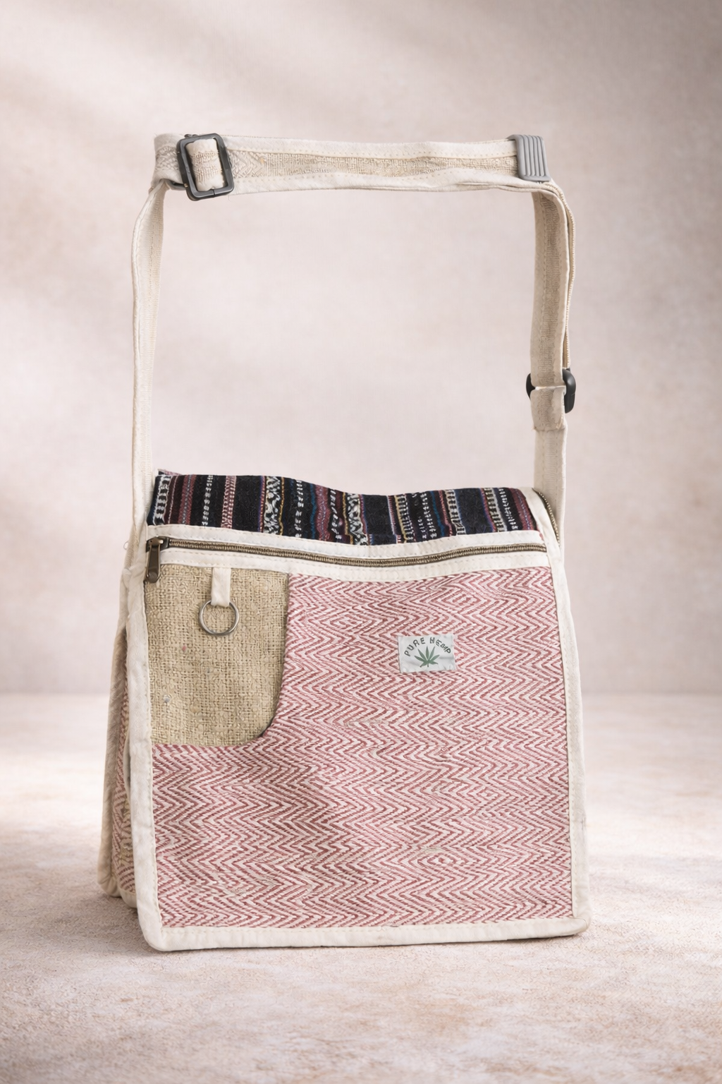 Artisan Himalayan Hemp & Herringbone Crossbody Bag