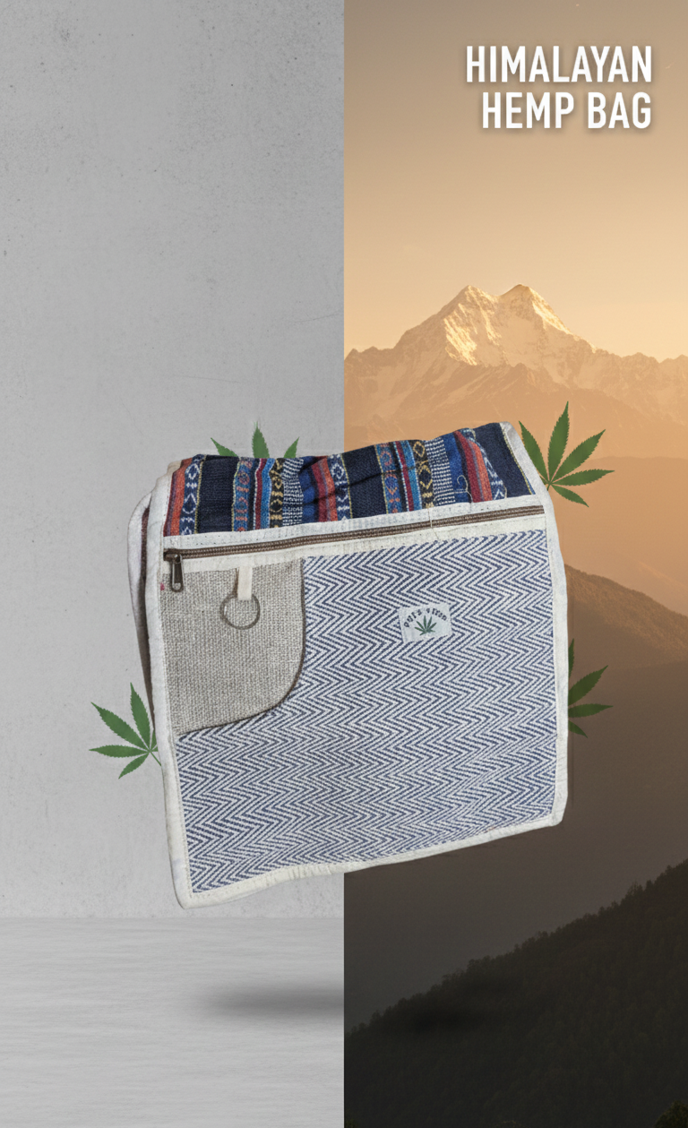 Handmade Hemp Crossbody Bag – Boho Tribal Design | Eco-Friendly Unisex Sling Bag