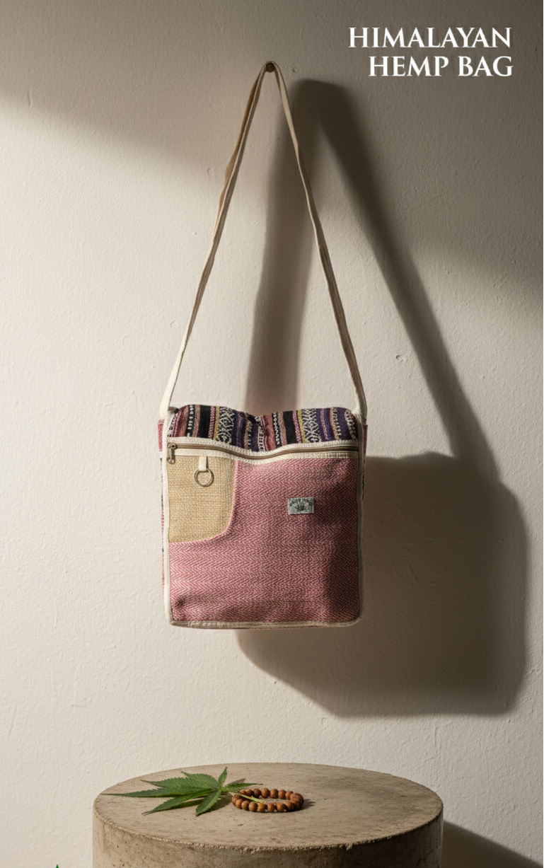 Artisan Himalayan Hemp & Herringbone Crossbody Bag