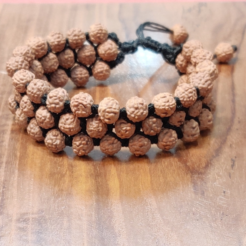 5-Faced Rudraksha Bracelet: Sacred Macramé Brilliance