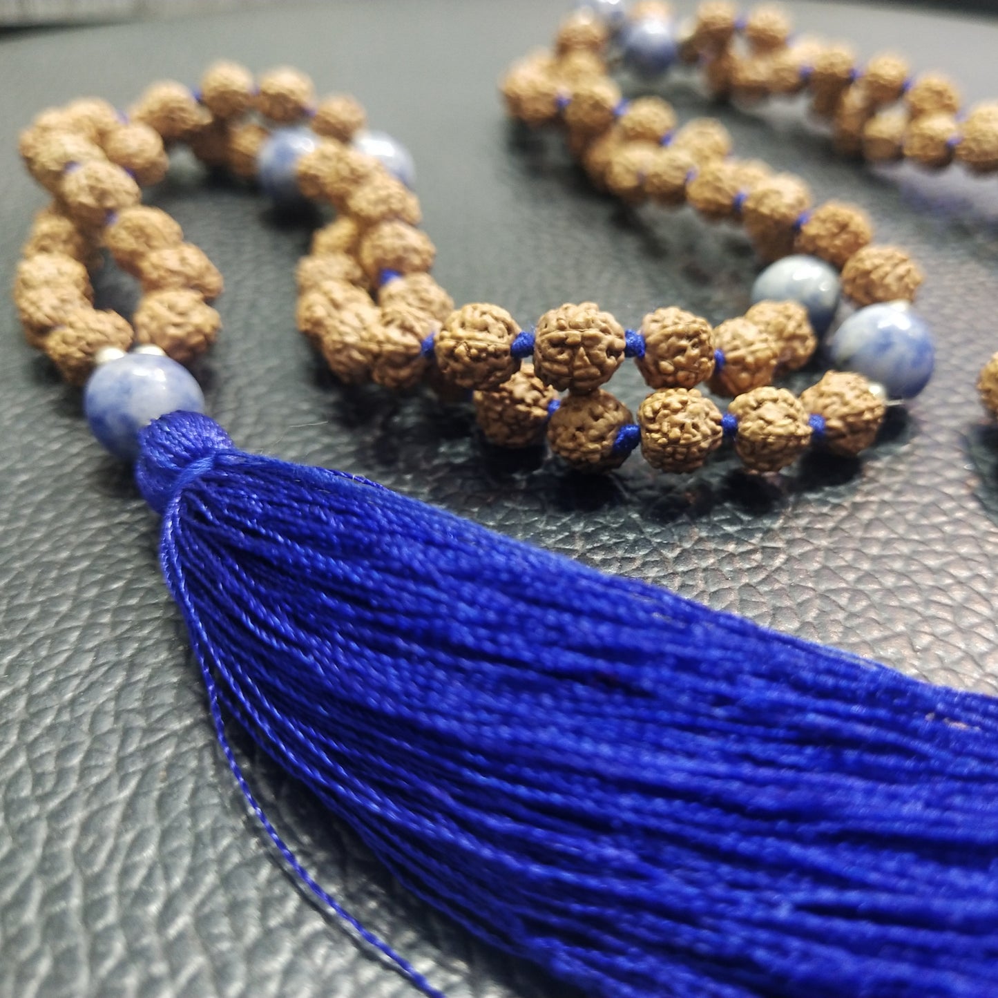 Sodalite with Rudraksha