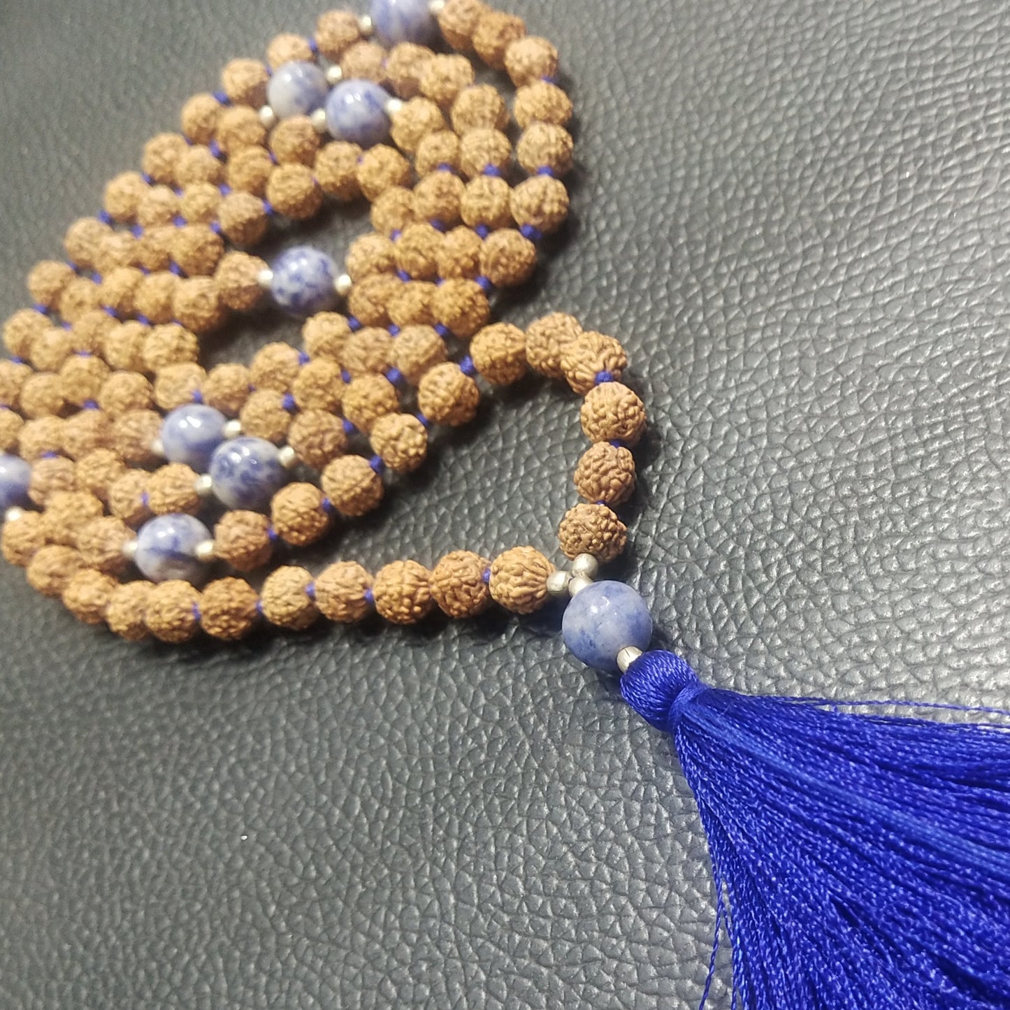 Sodalite with Rudraksha