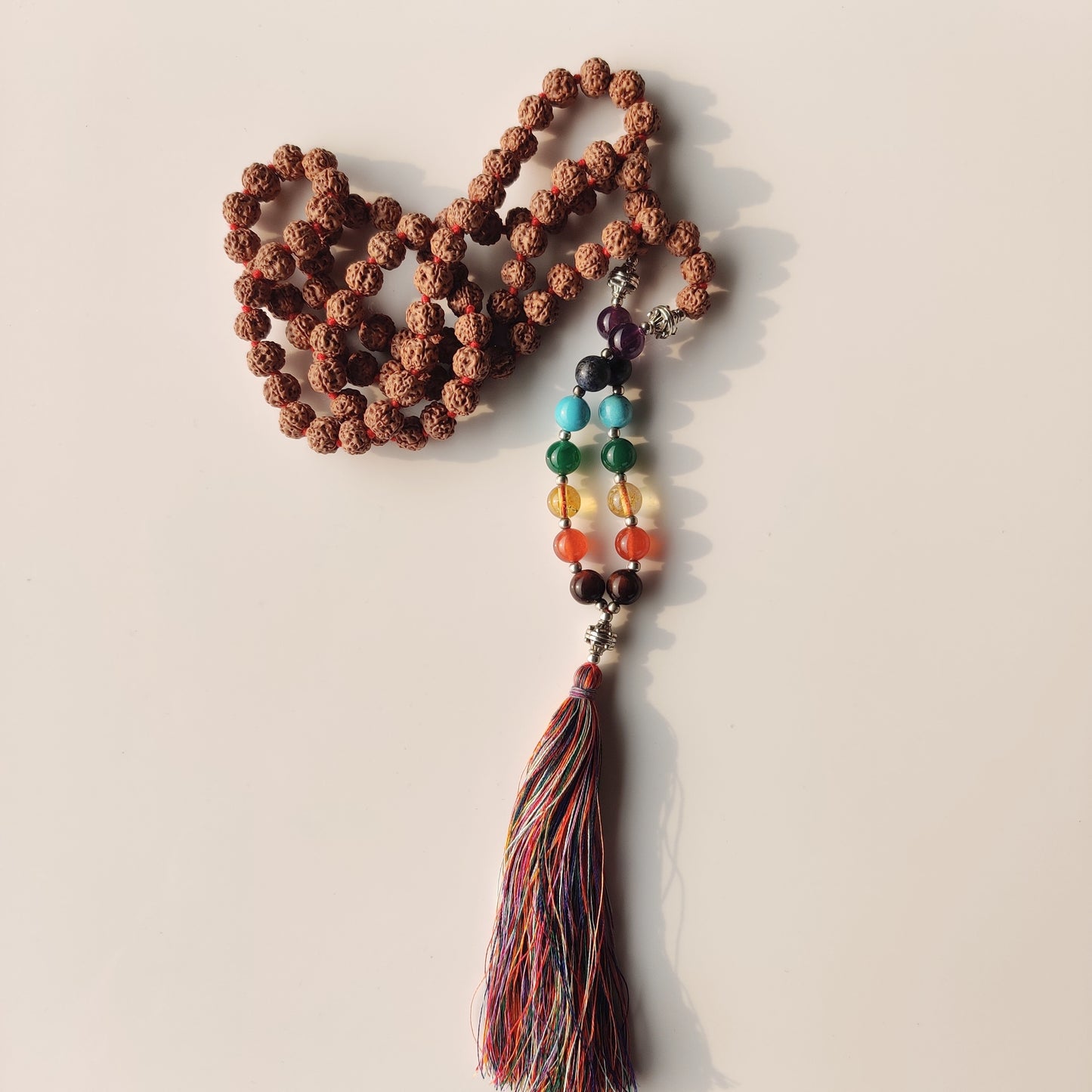 Rudraksha with 7 Chakra Healing Stones Mala,Sacred Harmony