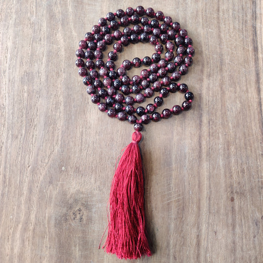 Radiant Roots: Unleash Your Inner Fire with Our Garnet 108 Bead Mala