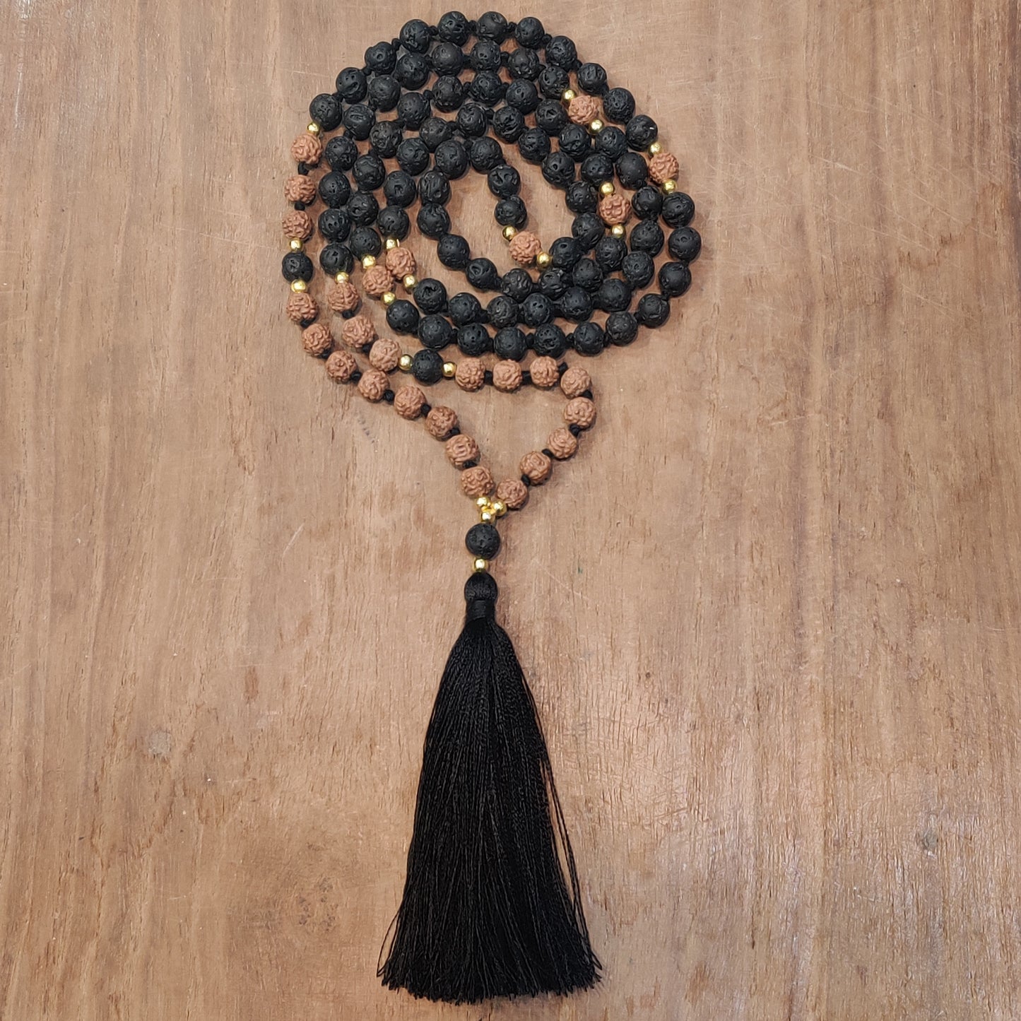 Lava with 5 Mukhi Rudraksha Japa Mala: Grounding and Spiritual Harmony