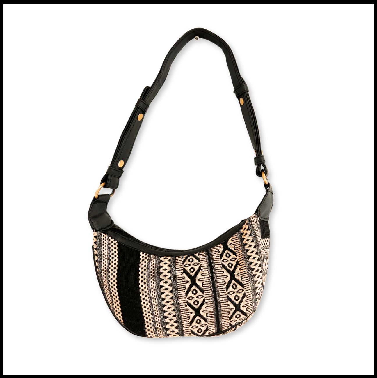 Bohemian Jacquard Hobo Bag – Canvas Shoulder Bag with Vintage Woven Design