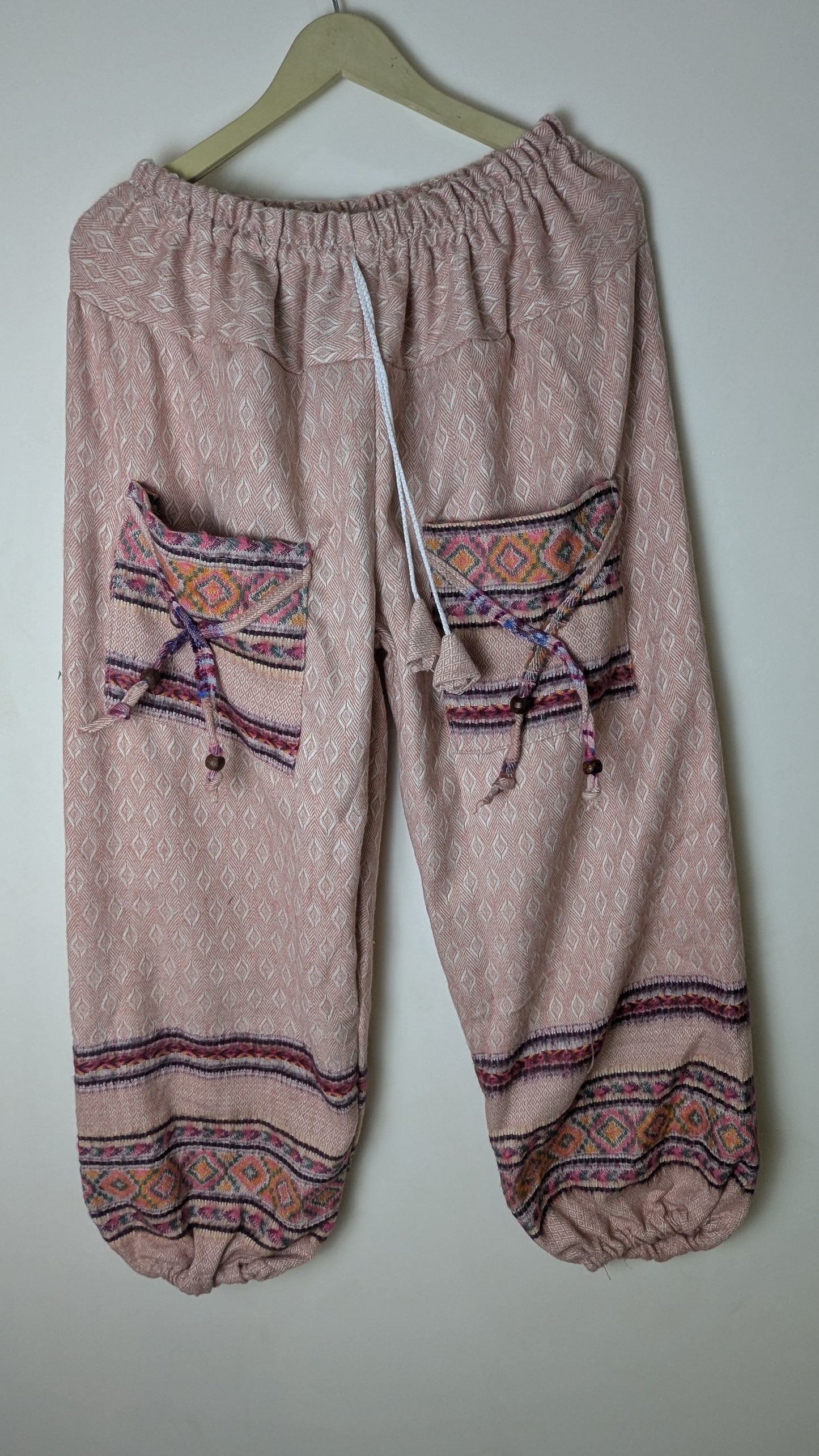 Artisan Woven Gheri Pajamas – Hand-Loomed Cotton Joggers with Tribal Embroidery