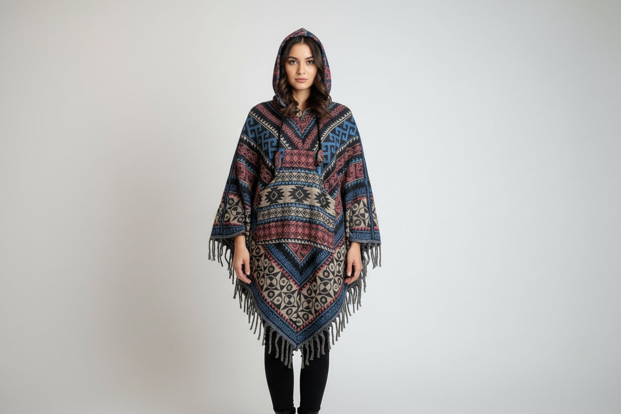 Nomad Rose Woven Gheri Joggers – Earthy Pink with Sunset Tribal Borders