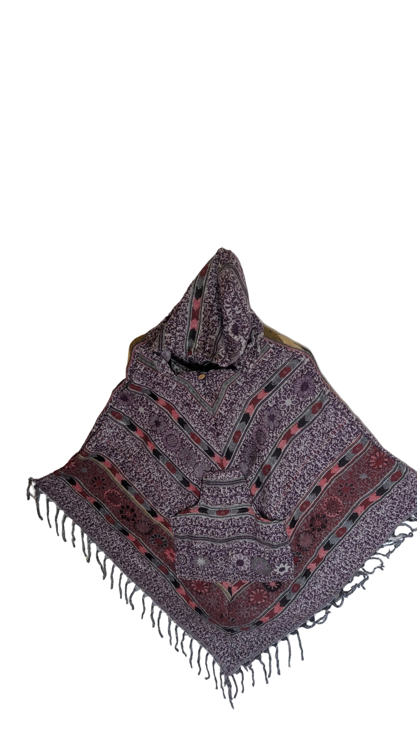 Himalayan Zen Woven Gheri Joggers – Natural Cream with Indigo & Magenta Accents