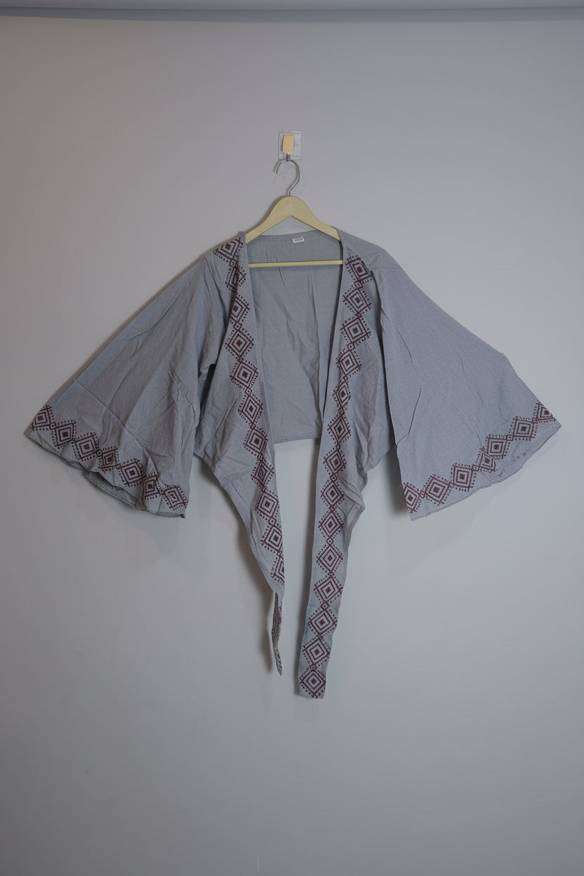 Ashraya Slate Co-ord Set: Charcoal Grey Hand-Block Wrap Top & Palazzo Set