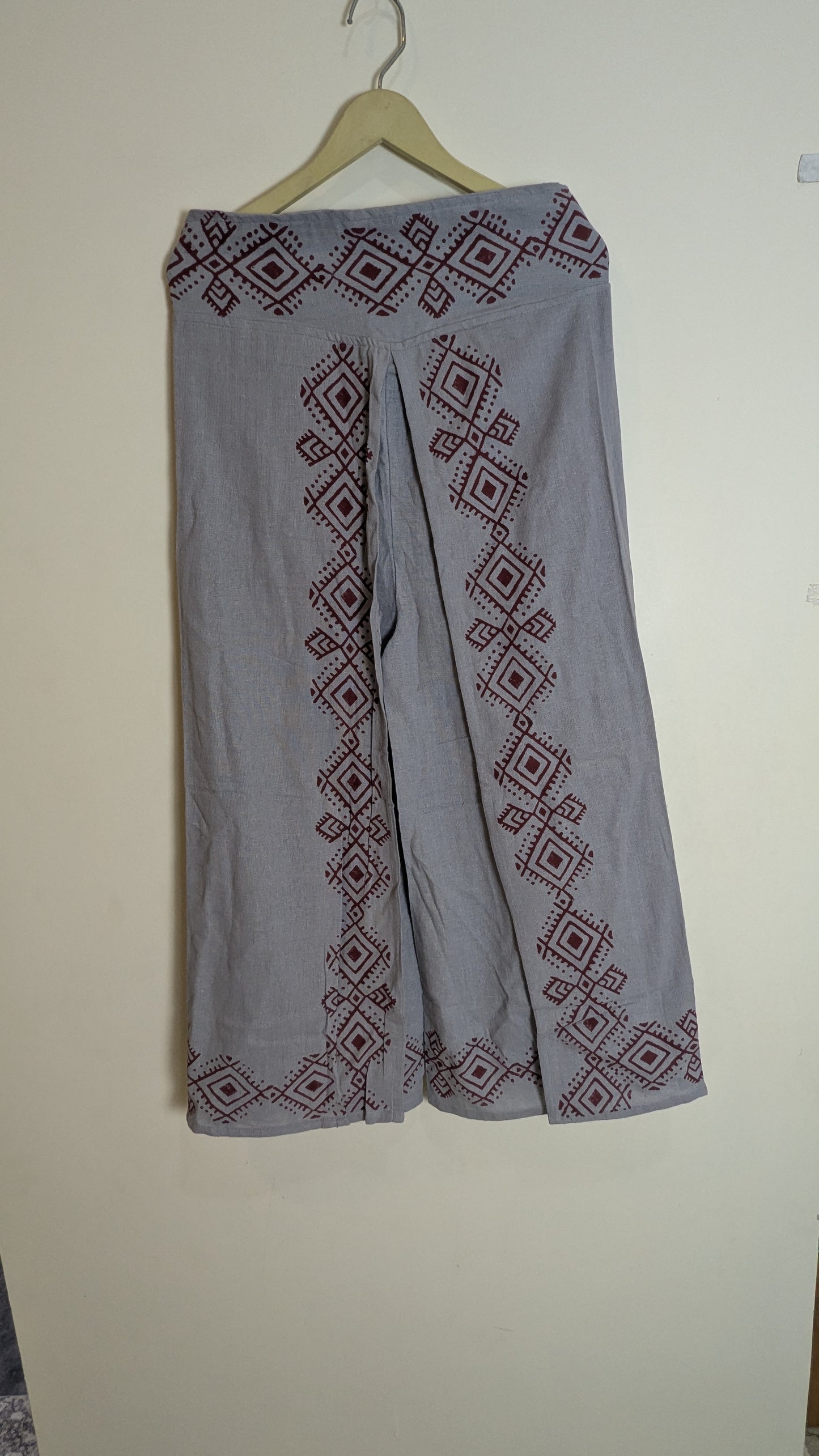 Ashraya Slate Co-ord Set: Charcoal Grey Hand-Block Wrap Top & Palazzo Set