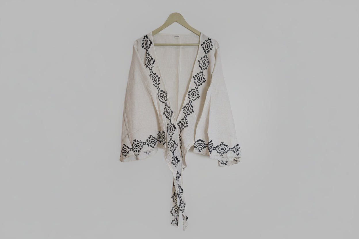 Artisanal Geometric Motif Linen-Blend Co-ord Set