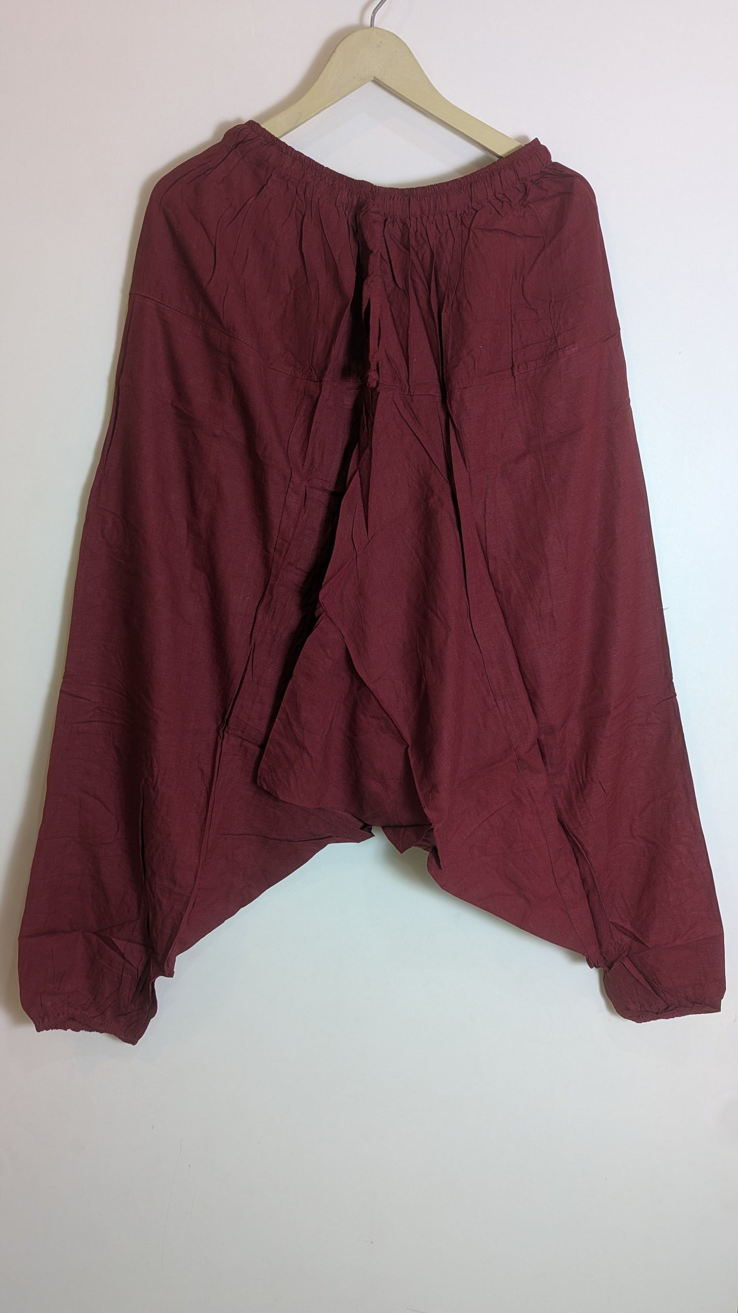 Nomad Maroon Harem Pants – Unisex Relaxed Travel & Yoga Trousers
