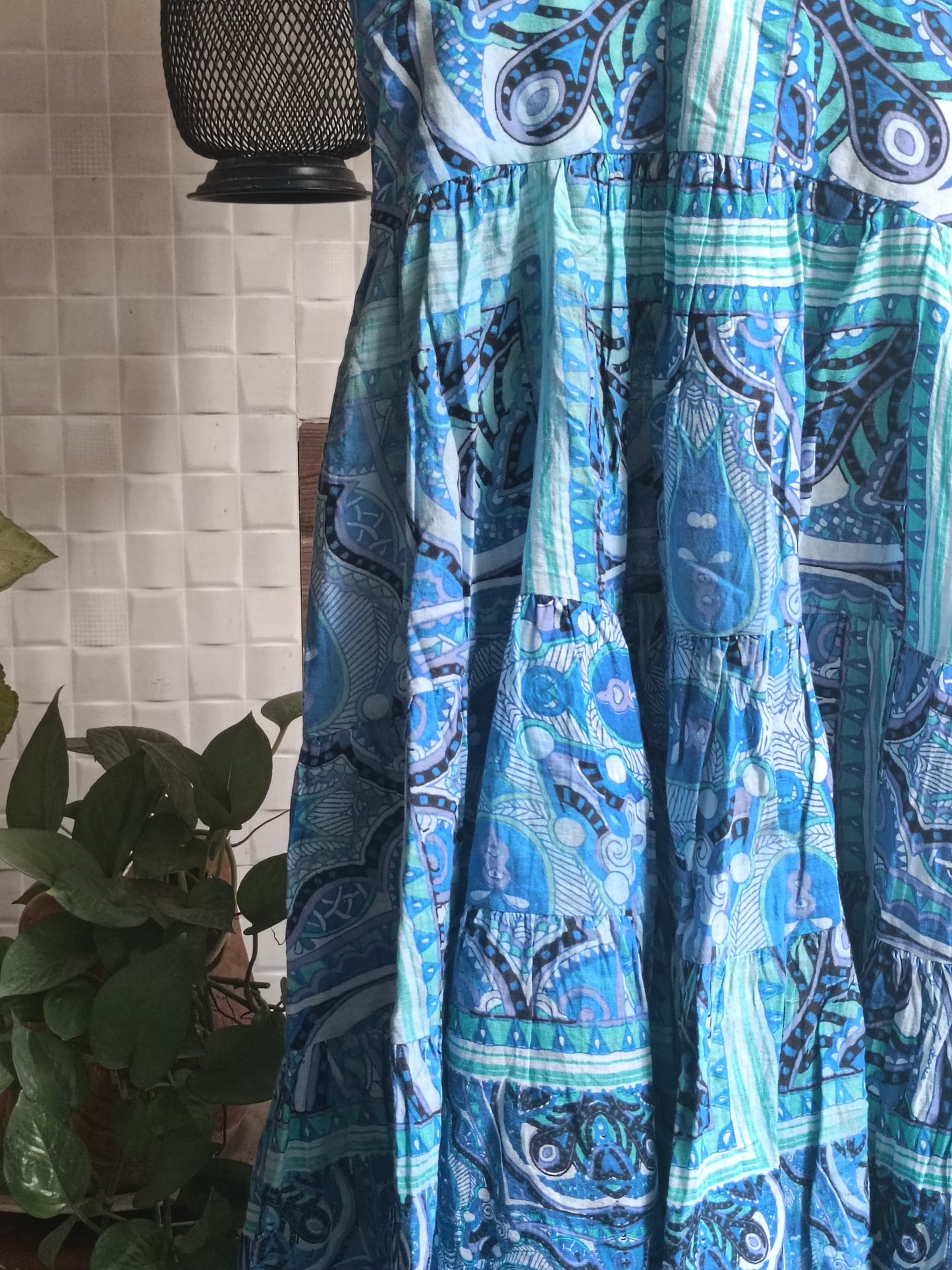 **Boho Breeze: Handcrafted Blue Cotton Dress**