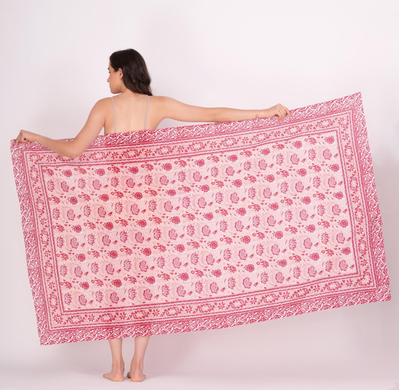 Handblock Cotton Scarf – Ethnic Print, Lightweight, Natural Dye, Soft & Breathable