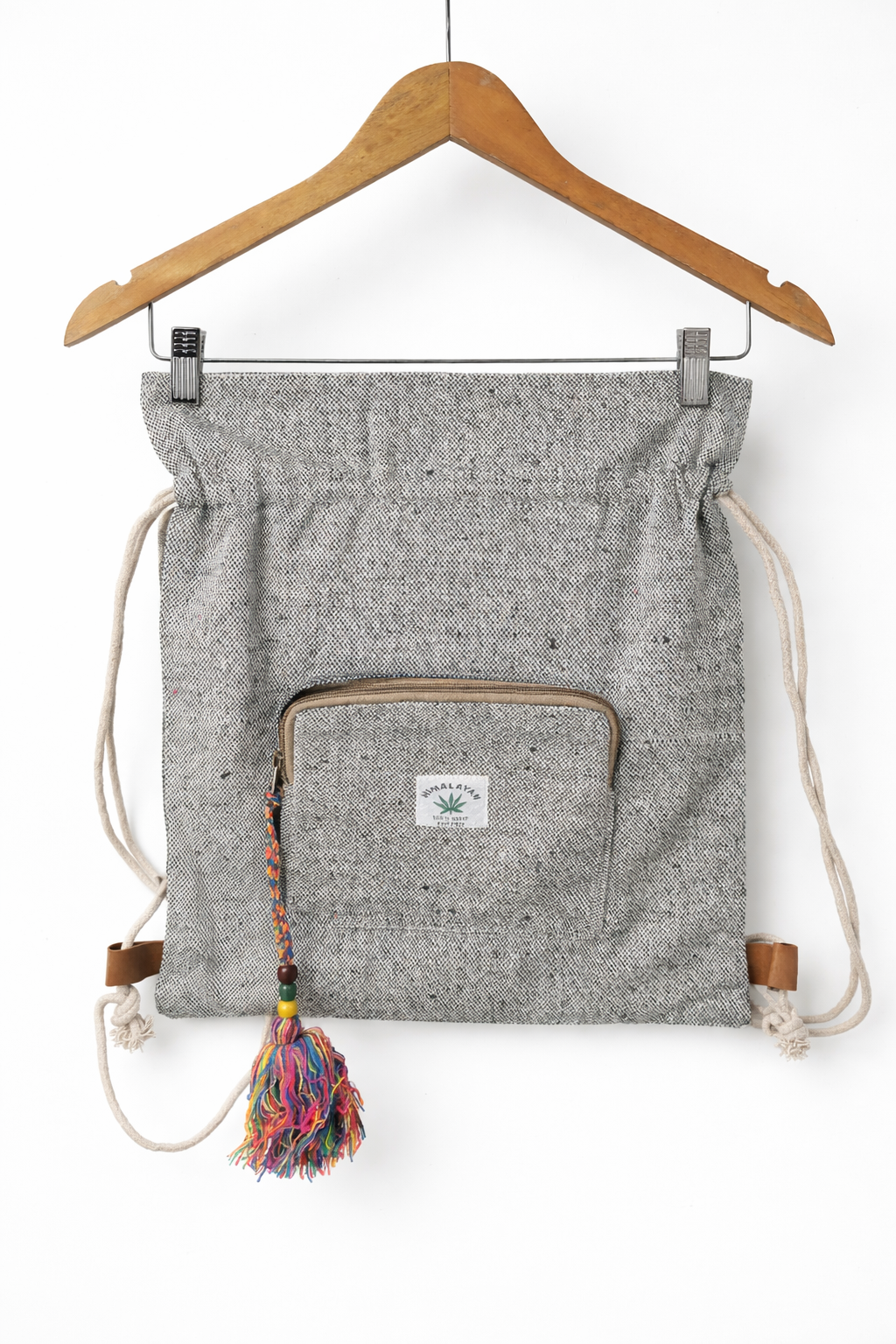 Handcrafted Hemp Drawstring Backpack with Front Pocket | Eco-Friendly Everyday Bag