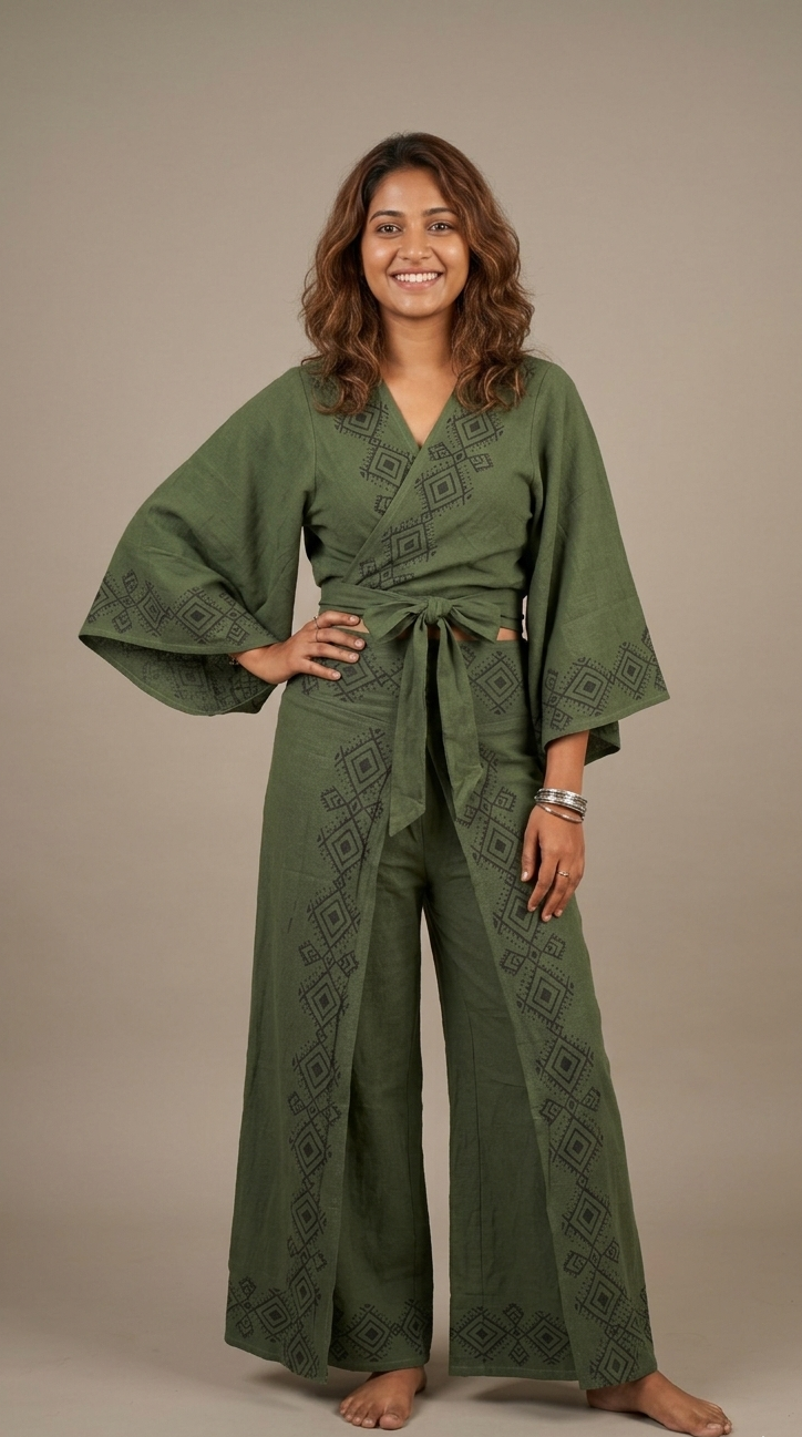 Tapasya Sage Wrap Co-ord Set