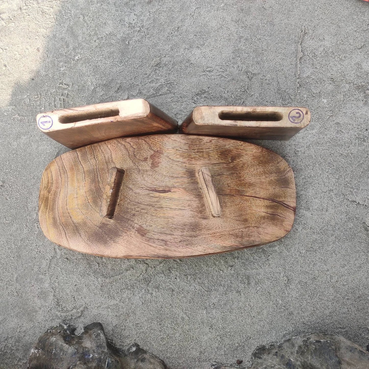 Handcrafted foldable mango wood meditation bench for kneeling (Vajrasana), lotus pose, and Siddhasana.