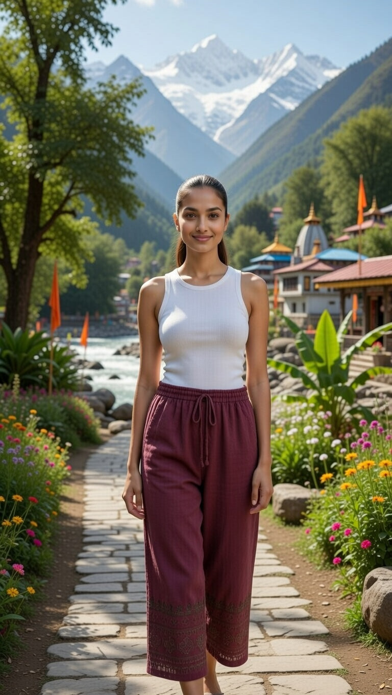 Sacred Sangria Lounge Pants – Deep Wine Embroidered Cotton