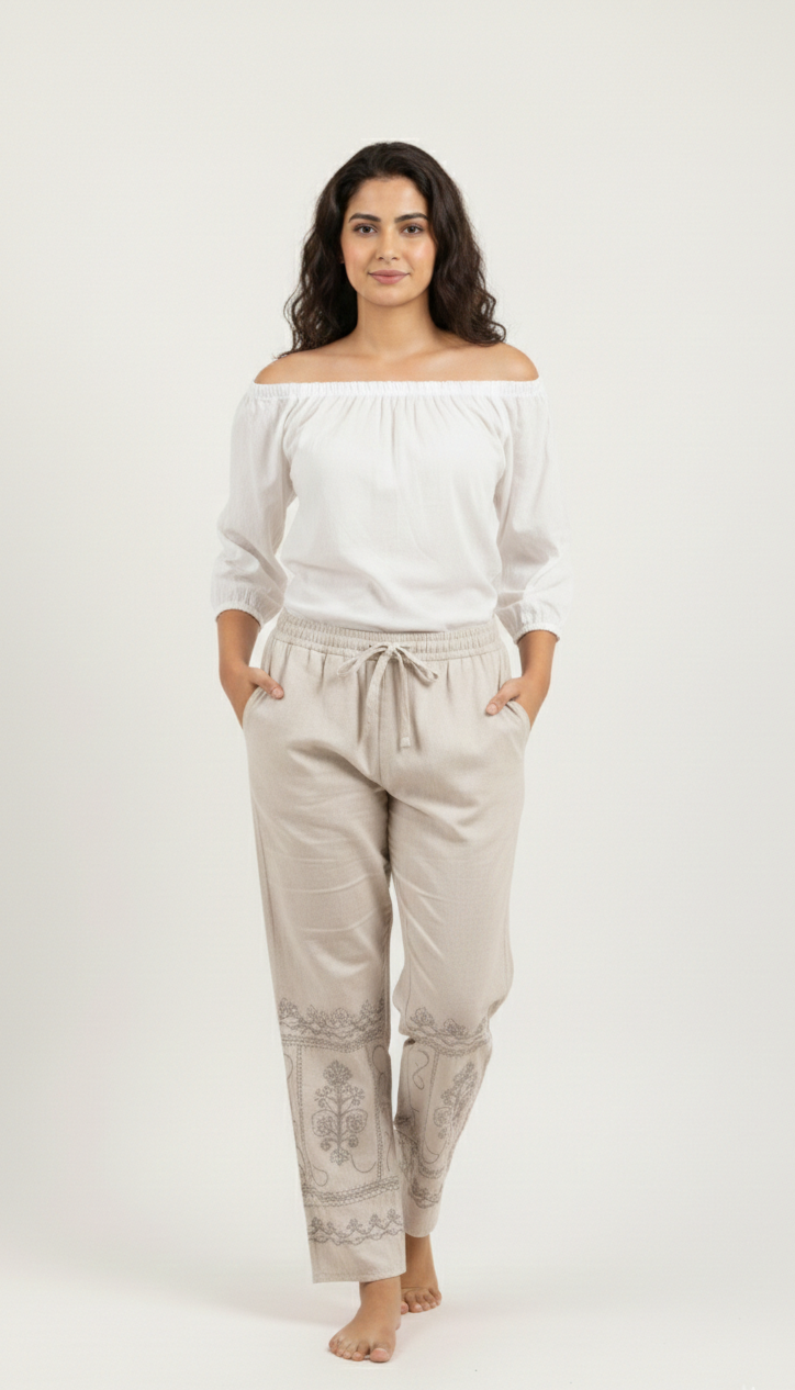 Pure Earth Artisanal Pajamas | 100% Breathable Light Grey Cotton