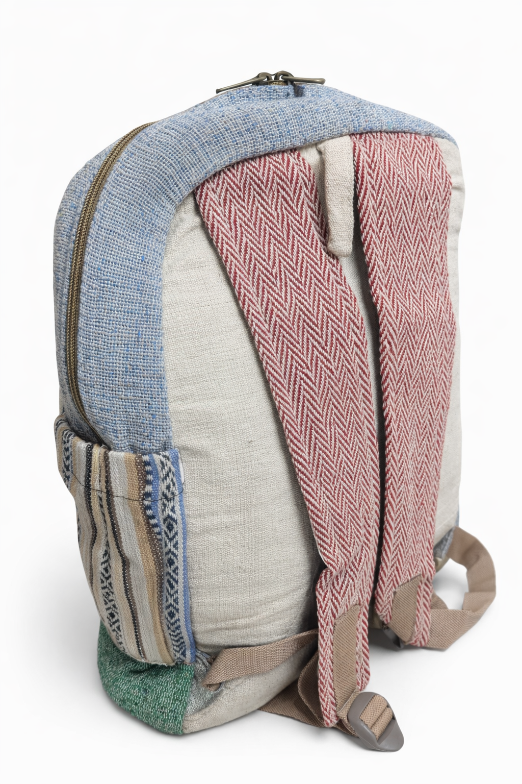 Eco-Friendly Leaf Print Hemp Rucksack – Boho Travel Companion