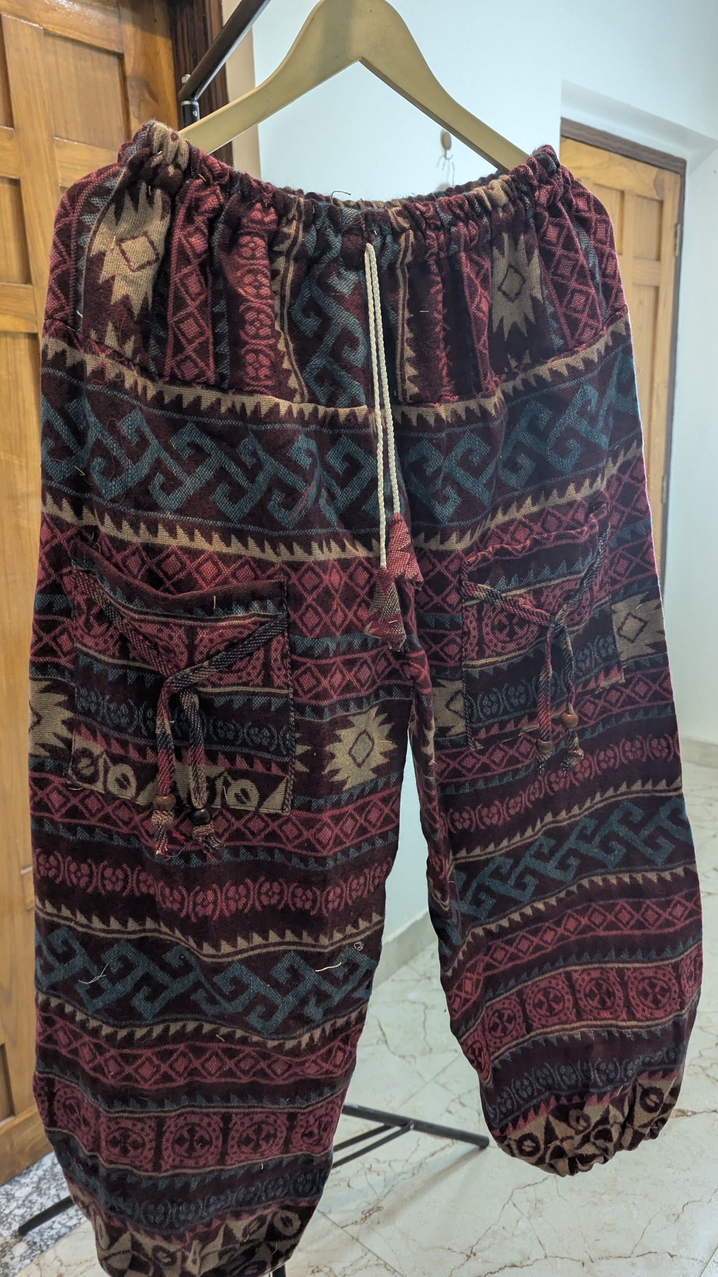 RishikeshStore Ethnic Maroon & Teal Harem Pants - Cozy Comfort