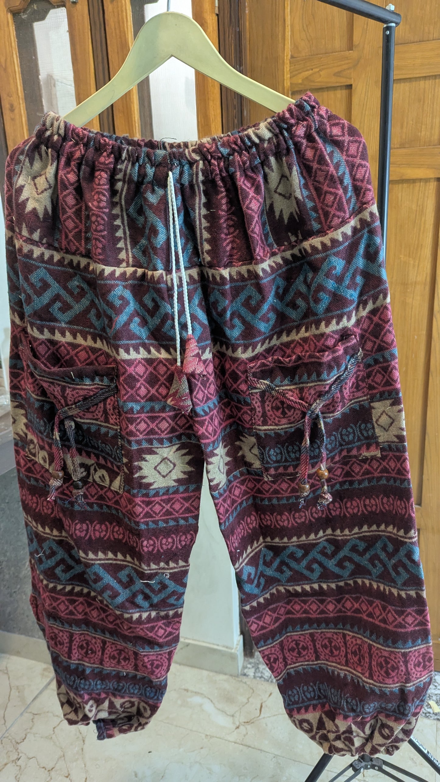 RishikeshStore Ethnic Maroon & Teal Harem Pants - Cozy Comfort