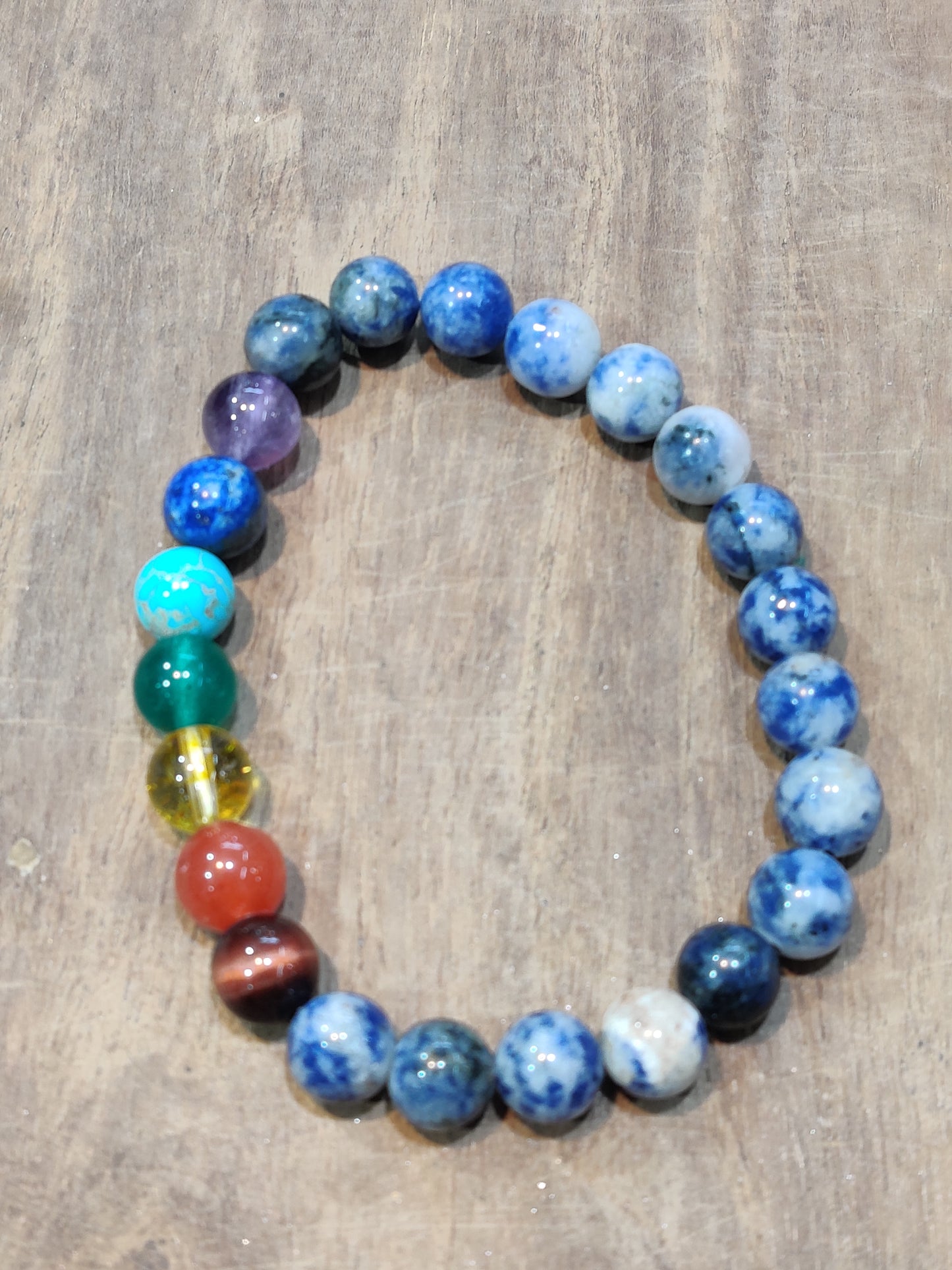 Sodalite with 7 Chakra Stones, alignment bracelet