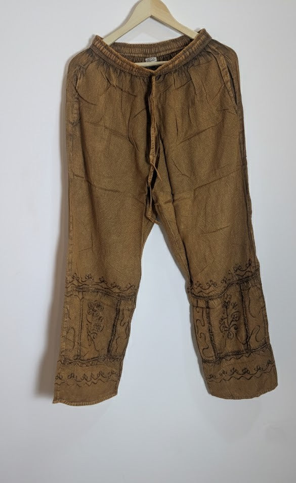 Tone Embroidered Cotton Pajamas – Sun-Killed Brown