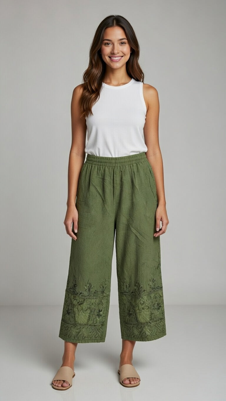 Himalayan Evergreen Lounge Pants – Deep Forest Cotton Pajamas